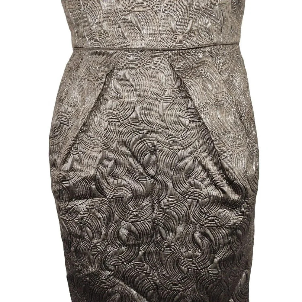 Banana Republic Brocade Bronze Metallic Sheath Cocktail Party Dress Women Size 4 - Picture 3 of 8